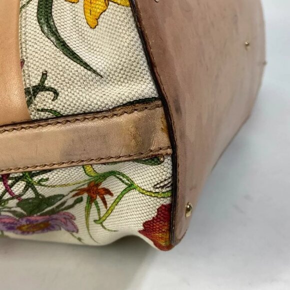 GUCCI Flora floral pattern flower Shoulder Bag Canvas/Leather Multicolore - Picture 12 of 15
